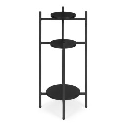 Kwietnik stojący stojak na kwiaty ozdoby 3 poziomy czarny ModernHome