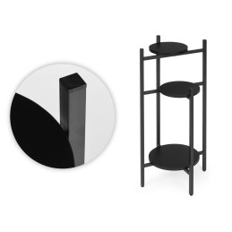 Kwietnik stojący stojak na kwiaty ozdoby 3 poziomy czarny ModernHome