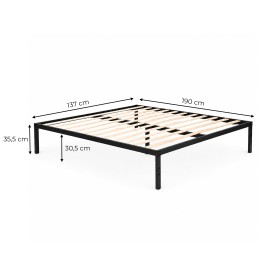 Łóżko metalowe 135x190 cm ze stelażem minimalistyczna czarna rama ModernHome