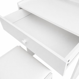 Toaletka kosmetyczna z lustrem i oświetleniem LED 3 barwy półki szuflada taboret ModernHome