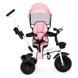 Rowerek trójkołowy spacerówka obracany fotelik 360* różowy ECOTOYS