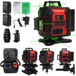 Poziomica laserowa płaszczyznowa zielony laser krzyżowy 360° 4D 16 linii