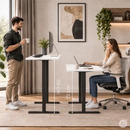 Biurko elektryczne 140x60 cm podnoszone regulacja wysokości 72-118 cm biały blat ModernHome