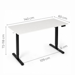 Biurko elektryczne 140x60 cm podnoszone regulacja wysokości 72-118 cm biały blat ModernHome
