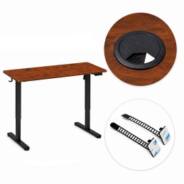 Biurko elektryczne 140x60 cm podnoszone regulacja wysokości 72-118 cm postarzany dąb ModernHome