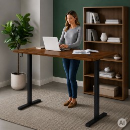 Biurko elektryczne 120x60 cm podnoszone regulacja wysokości 72-118 cm ciemny dąb ModernHome