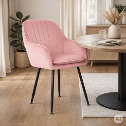 Zestaw 2x krzesło tapicerowane welurowe nowoczesne do jadalni salonu różowy ModernHome
