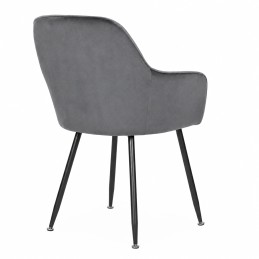 Zestaw 2x krzesło tapicerowane welurowe nowoczesne do jadalni salonu ciemny szary ModernHome
