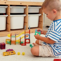 WOOPIE Klocki Magnetyczne Konstrukcyjne 3D Zestaw Edukacyjny Tor Kulkowy 105el.