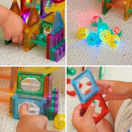 WOOPIE Klocki Magnetyczne Konstrukcyjne 3D Zestaw Edukacyjny Tor Kulkowy 105el.