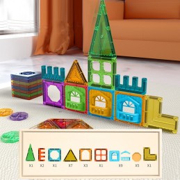 WOOPIE Klocki Magnetyczne Konstrukcyjne 3D Zestaw Edukacyjny Zamek 30el.