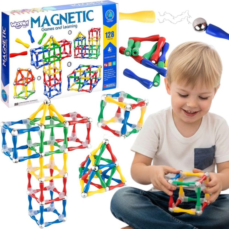 WOOPIE Klocki Magnetyczne Konstrukcyjne 3D 128 el. XXL