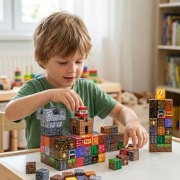 WOOPIE Klocki Magnetyczne Konstrukcyjne Sześciany 3D Zestaw Edukacyjny 63 el.