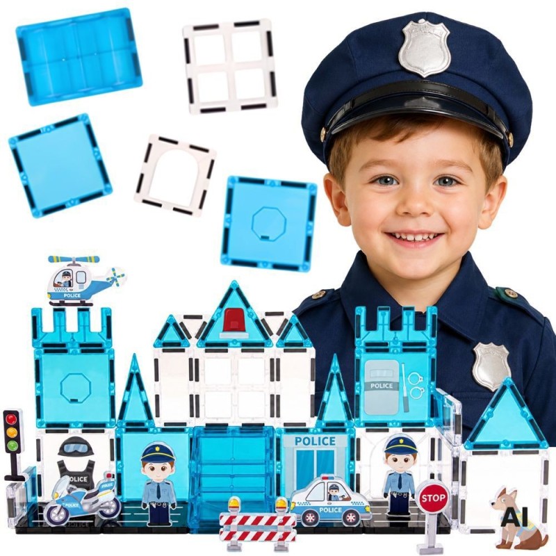WOOPIE Klocki Magnetyczne 3D Zestaw Komisariat Policji 42el.