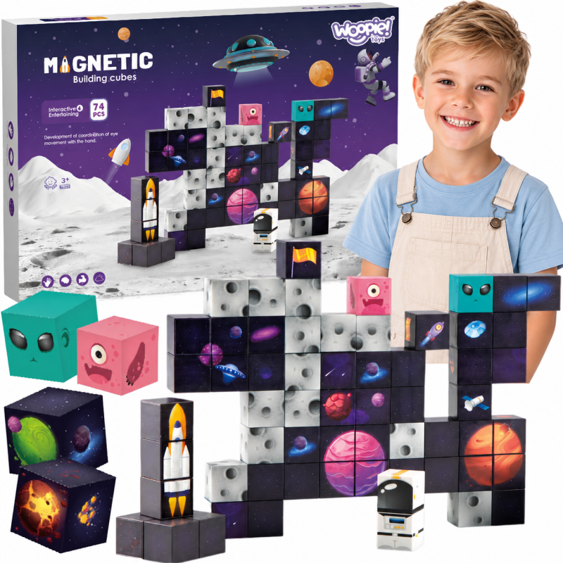 WOOPIE Magnetyczne Kostki Konstrukcyjne Kosmos 74 el.
