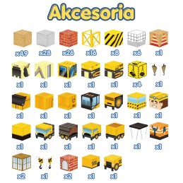 WOOPIE Klocki Magnetyczne 165el Kostki Budowa Dźwig Koparka Prezent 3D