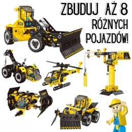 WOOPIE Klocki Konstrukcyjne Zbuduj Pojazdy Budowlane 8 Modeli STEAM