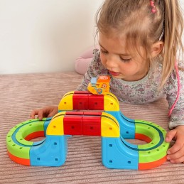 WOOPIE Magiczna Kolejka Kostkowa Klocki Konstrukcyjne Tor Antygrawitacyjny Magnetyczny 18el..
