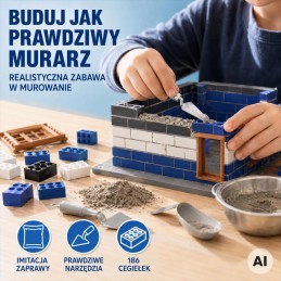 WOOPIE Zestaw Konstrukcyjny DIY do Budowania Cegły Posterunek Policji 186 el. Cegiełki Budowlane