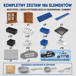 WOOPIE Zestaw Konstrukcyjny DIY do Budowania Cegły Posterunek Policji 186 el. Cegiełki Budowlane