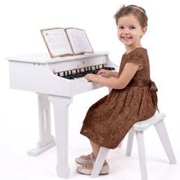 CLASSIC WORLD Duże Pianino Fortepian dla Dzieci z Krzesełkiem i Książeczką do Nauki