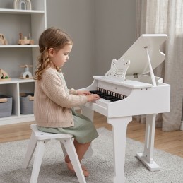 CLASSIC WORLD Duże Pianino Fortepian dla Dzieci z Krzesełkiem i Książeczką do Nauki