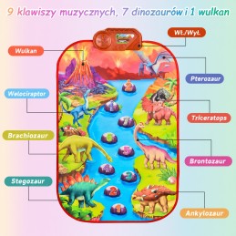 WOOPIE Duża Mata Muzyczna Pianino XL Dinozaury Interaktywna
