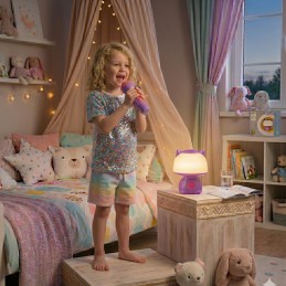 WOOPIE Multifunkcyjna Lampka RGB Głośnik Bluetooth Karaoke Modulator Głosu Karta SD AUX Fioletowa