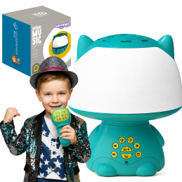 WOOPIE Multifunkcyjna Lampka RGB Głośnik Bluetooth Karaoke Modulator Głosu Karta SD AUX Turkusowa