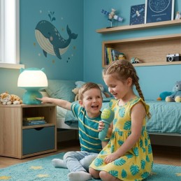 WOOPIE Multifunkcyjna Lampka RGB Głośnik Bluetooth Karaoke Modulator Głosu Karta SD AUX Turkusowa