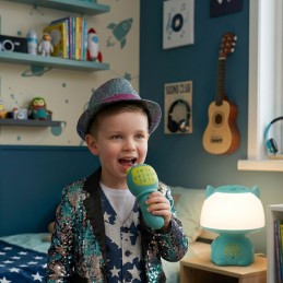 WOOPIE Multifunkcyjna Lampka RGB Głośnik Bluetooth Karaoke Modulator Głosu Karta SD AUX Turkusowa