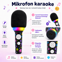 WOOPIE Bezprzewodowy Mikrofon Do Karaoke Z Głośnikiem Czarny BT