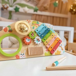 TOOKY TOY Wielofunkcyjny Instrument Centrum Muzyczne Ksylofon Zębatki Tarka Bębenek Talerz Pałeczki