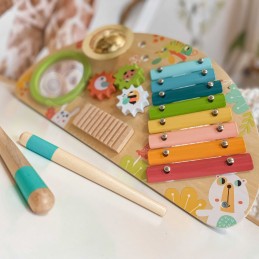 TOOKY TOY Wielofunkcyjny Instrument Centrum Muzyczne Ksylofon Zębatki Tarka Bębenek Talerz Pałeczki