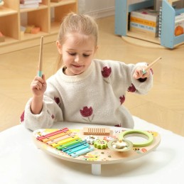 TOOKY TOY Wielofunkcyjny Instrument Centrum Muzyczne Ksylofon Zębatki Tarka Bębenek Talerz Pałeczki