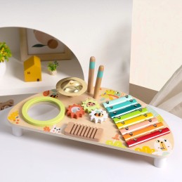 TOOKY TOY Wielofunkcyjny Instrument Centrum Muzyczne Ksylofon Zębatki Tarka Bębenek Talerz Pałeczki