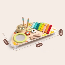 TOOKY TOY Wielofunkcyjny Instrument Centrum Muzyczne Ksylofon Zębatki Tarka Bębenek Talerz Pałeczki