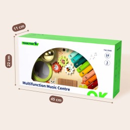 TOOKY TOY Wielofunkcyjny Instrument Centrum Muzyczne Ksylofon Zębatki Tarka Bębenek Talerz Pałeczki