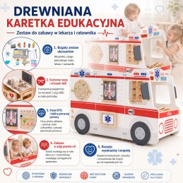 VIGA Duży Drewniany Ambulans Zestaw Karetka Małych Ratowników Akcesoria 25 el.