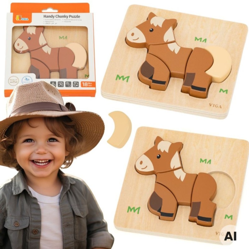VIGA Drewniane Puzzle - Mój Przyjaciel Konik