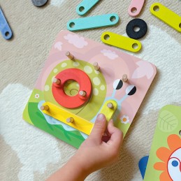 TOOKY TOY Drewniana Układanka Klocki Kołki Wzory Zwierząt do Odtworzenia Certyfikat FSC