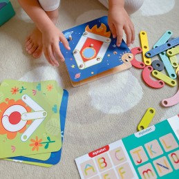 TOOKY TOY Drewniana Układanka Klocki Kołki Wzory Zwierząt do Odtworzenia Certyfikat FSC