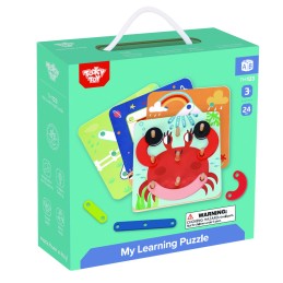 TOOKY TOY Drewniana Układanka Klocki Kołki Wzory Zwierząt do Odtworzenia Certyfikat FSC