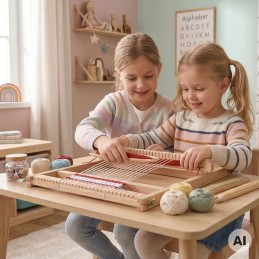 VIGA Drewniane Krosno Warsztat Tkacki Zestaw do tkania Montessori
