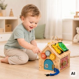 TOOKY TOY Drewniany Domek Manipulacyjny