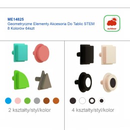 MASTERKIDZ Zestaw Kołeczki w kształcie figur geometrycznych 64szt do tablic STEM