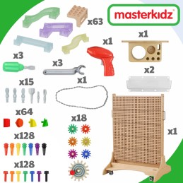 MASTERKIDZ Wolnostojąca Tablica Naukowa Kreatywna STEM 125 x 86 + Zestaw Akcesoriów