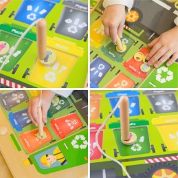 MASTERKIDZ Tablica Magnetyczna Segregowanie Odpadów Ciężarówka do Recyklingu Montessori
