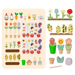 TOOKY TOY Wózek Ogrodowy Sklepik Drewniany Montessori 57el