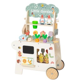 TOOKY TOY Wózek Ogrodowy Sklepik Drewniany Montessori 57el